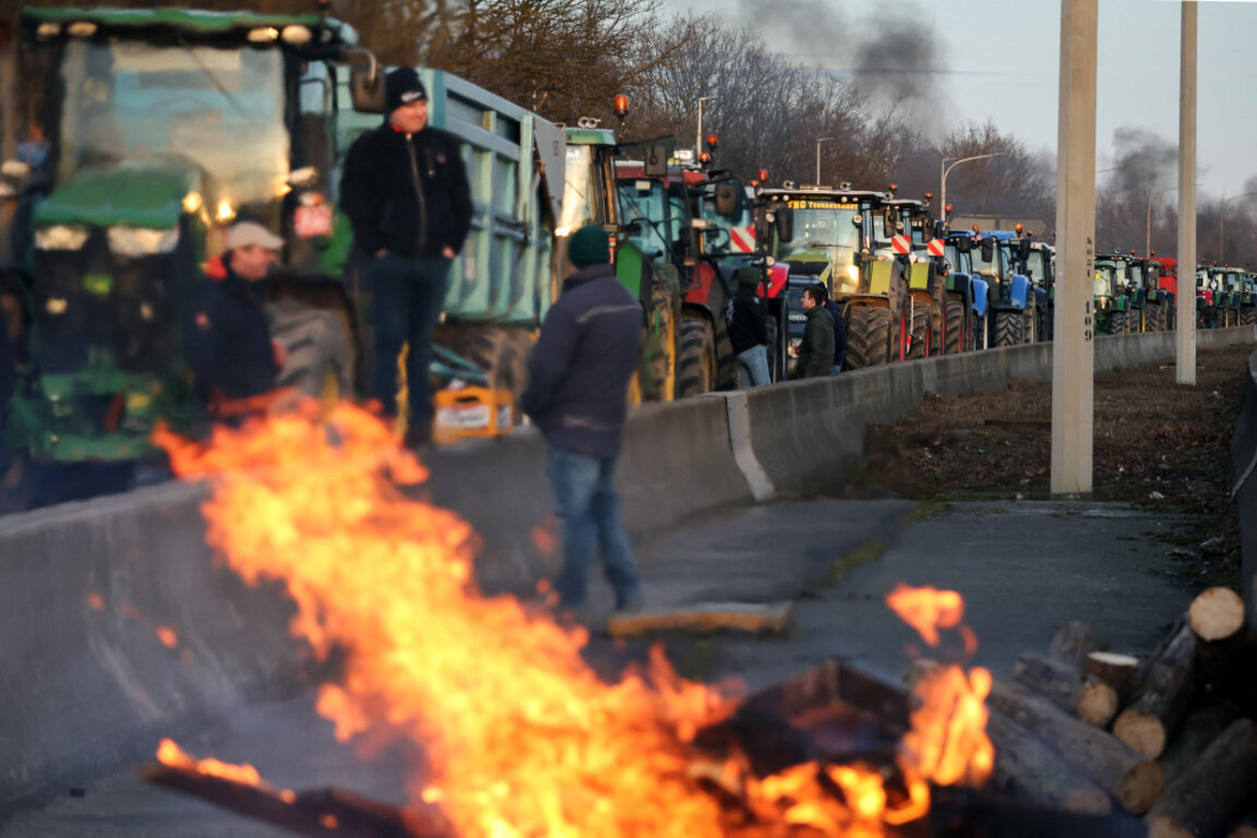 Блокада на магистрала край Намюр, 28 януари 2024 г.