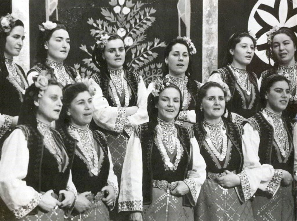 Verka Siderova (front row, centre) with some of the singers of the State Ensemble, 1968.