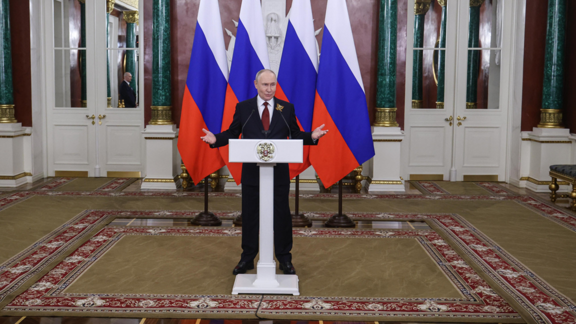 Владимир Путин говори пред медиите в Кремъл, 9 май 2026 г.