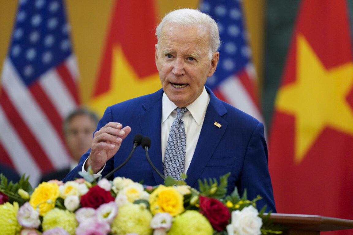 Американският президент Джо Байдън на пресконференцията във Виетнам - 10 септември 2023 г.