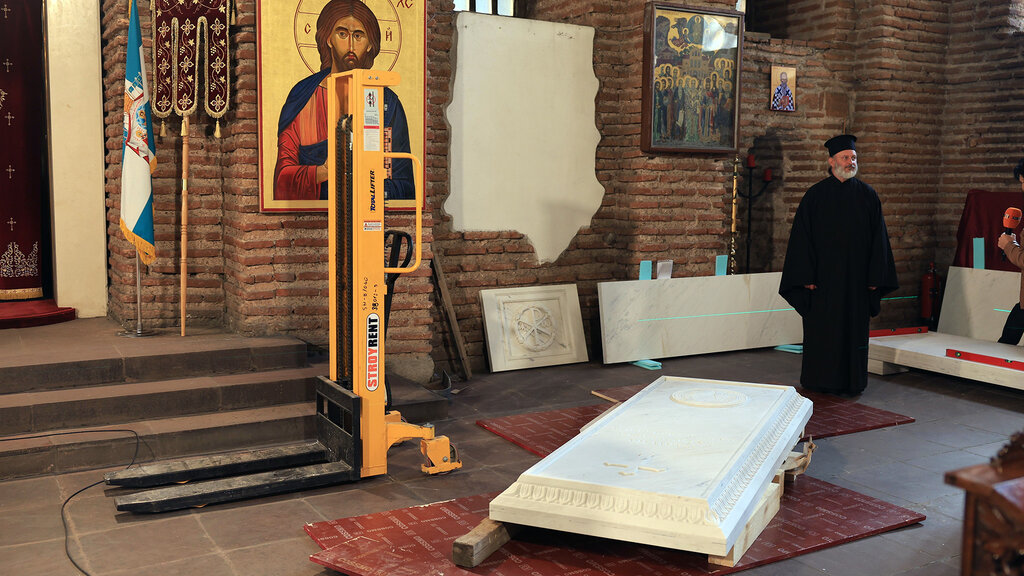 Le sarcophage du tsar Samuel est arrivé à la basilique "Sainte Sophie"